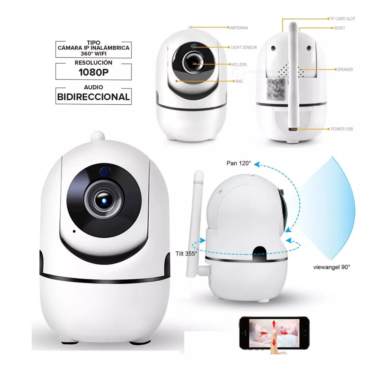 CÁMARA DE SEGURIDAD WIFI 5G CON 5 ANTENAS – VISIÓN 360° CONTROL DESDE TU CELULAR