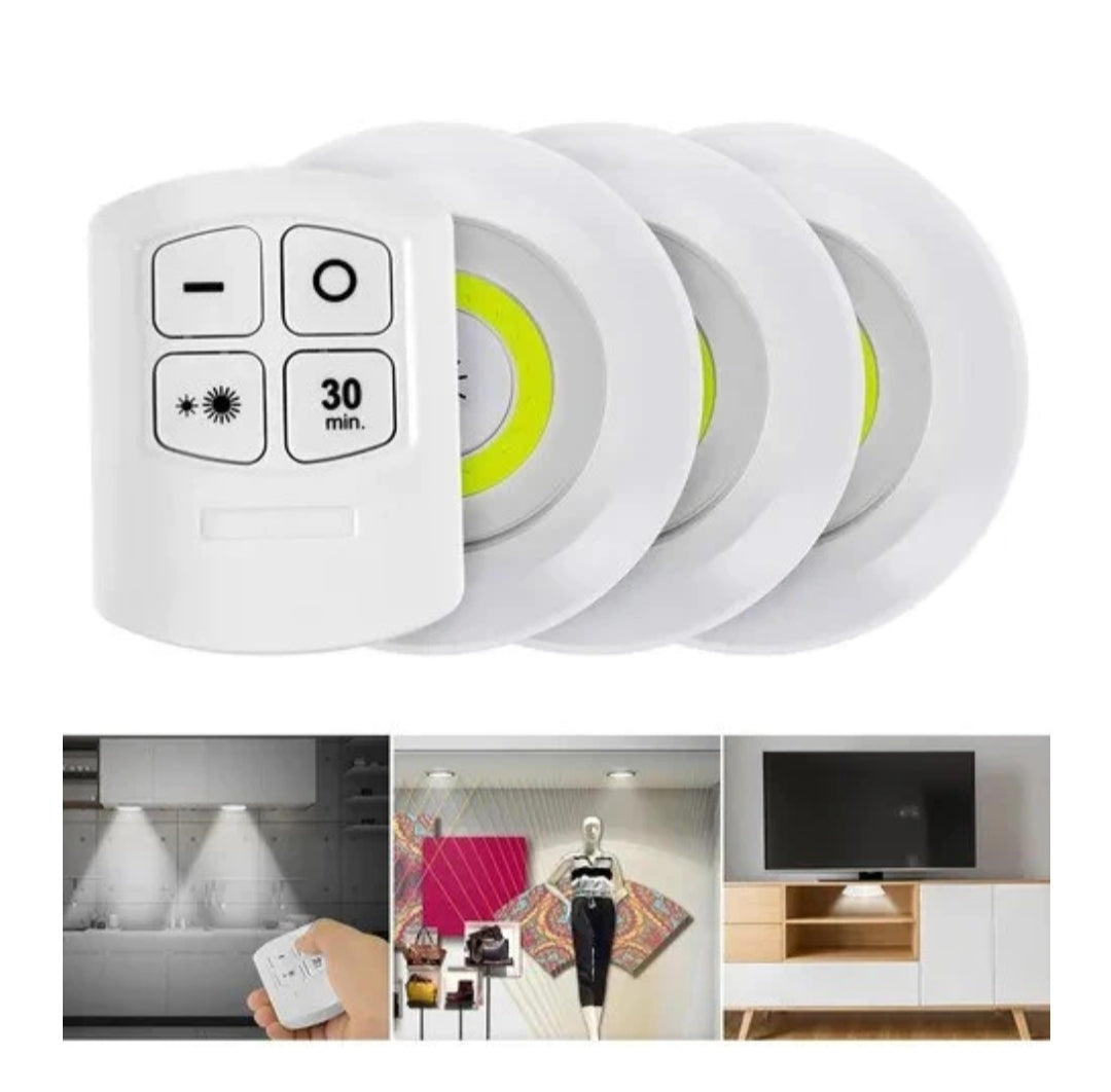 Lámpara LED Inalámbrica con Control Remoto – Pack x3 para Armario y Cocina,