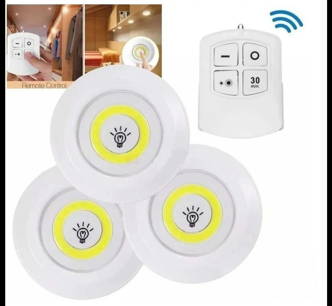 Lámpara LED Inalámbrica con Control Remoto – Pack x3 para Armario y Cocina,