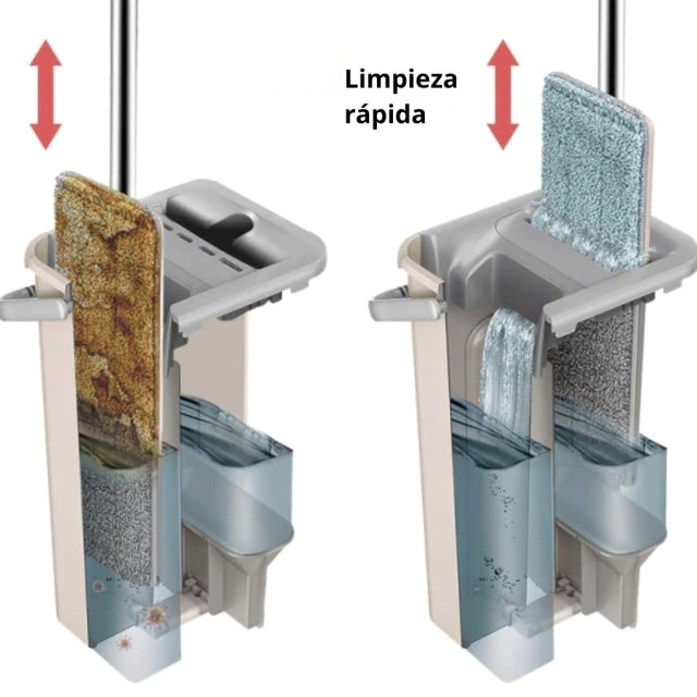 Trapeador Mopa Plano + Balde Escurridor