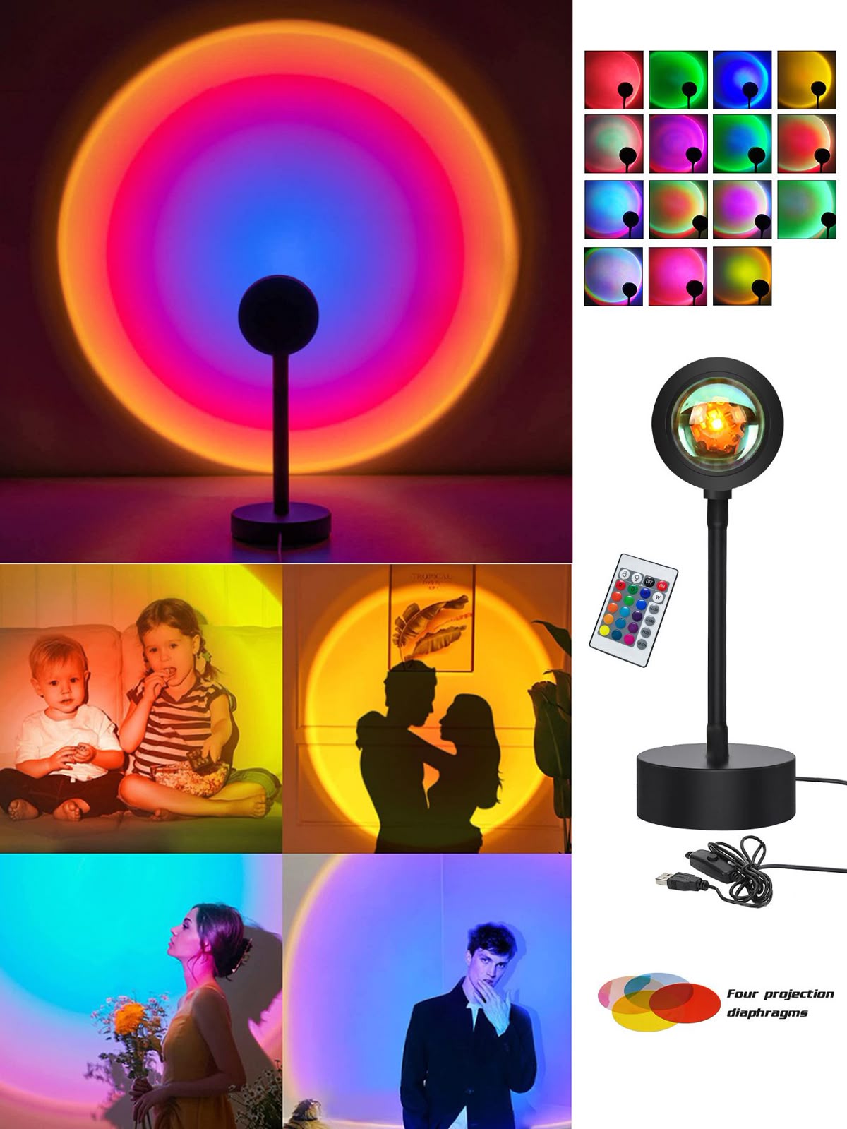 Velador Luz de Atardecer RGB – Ambiente Cálido y Decorativo
