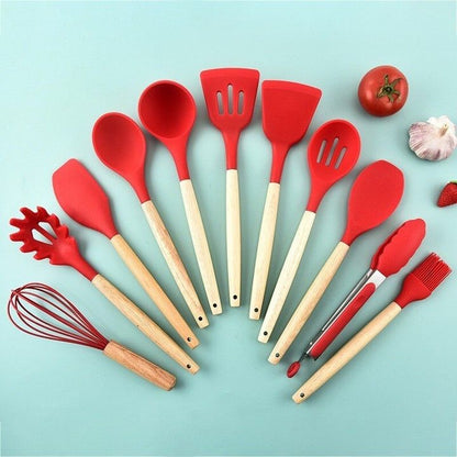 Set de Utensilios de Cocina en Silicona x12 – Completo y Elegante