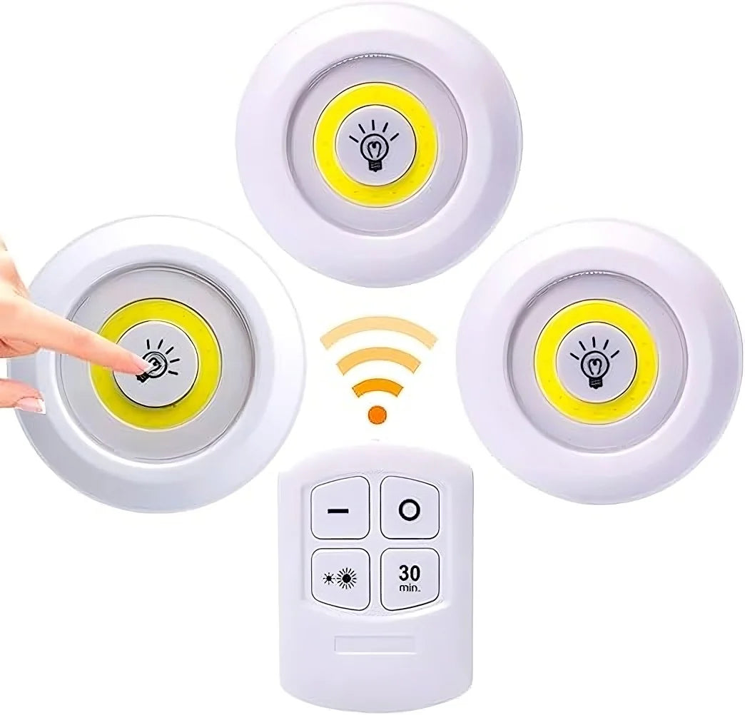 Lámpara LED Inalámbrica con Control Remoto – Pack x3 para Armario y Cocina,