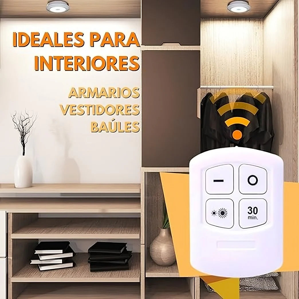 Lámpara LED Inalámbrica con Control Remoto – Pack x3 para Armario y Cocina,