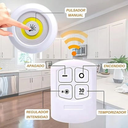Lámpara LED Inalámbrica con Control Remoto – Pack x3 para Armario y Cocina,